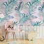 Tropical Pink Exotic Colorful Palm Leaf Wallpaper Mural