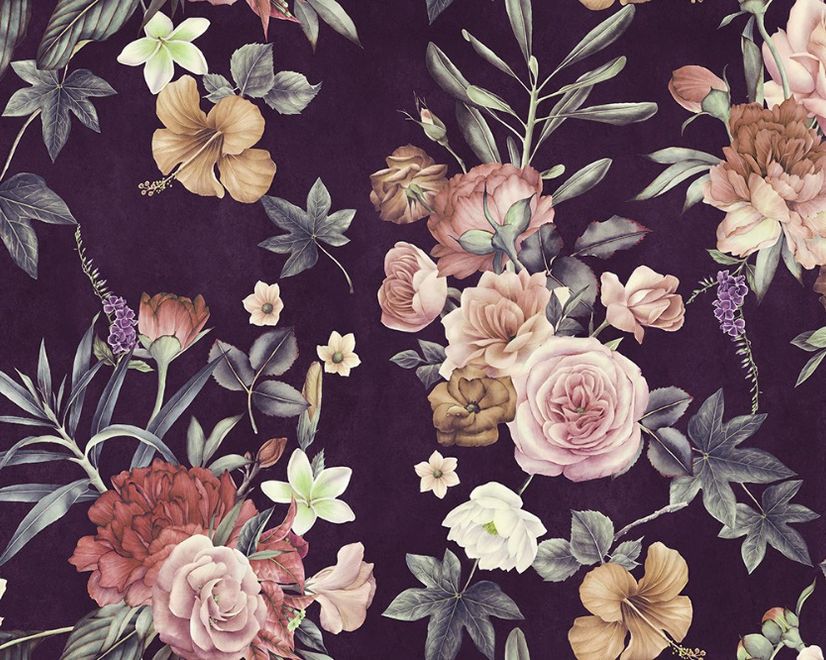Vintage Dark Floral Bouquet Wallpaper Mural