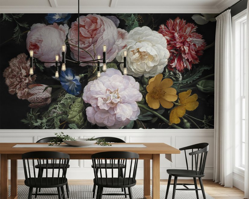 Dutch Floral Victorian Flower Bouqet Wallpaper Mural