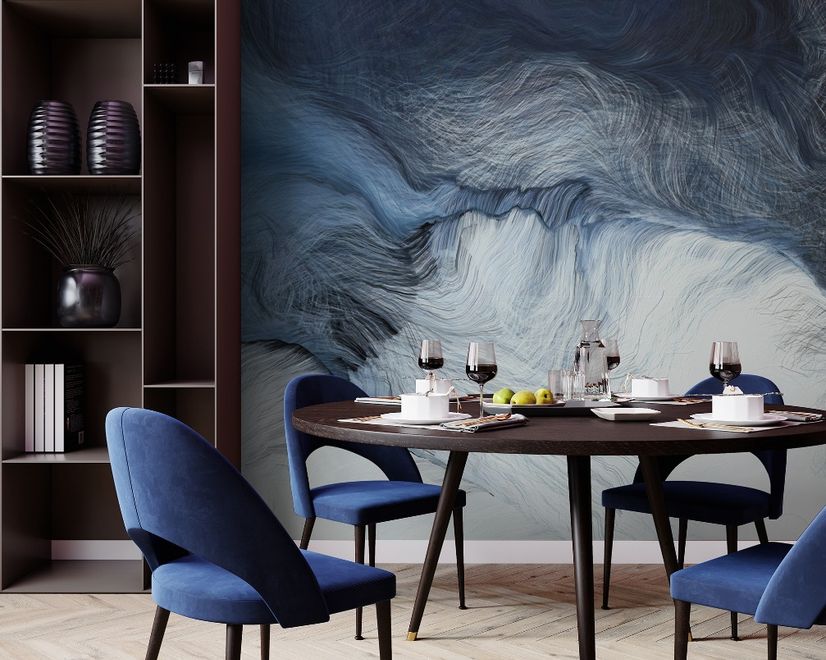 Abstract Dark Blue Brush Wallpaper Mural