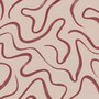 Burgundy-red looping contour lines on blush cream pink wallpaper mural