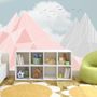 Pink Gray Polygonal Mountain Wallpaper Mural