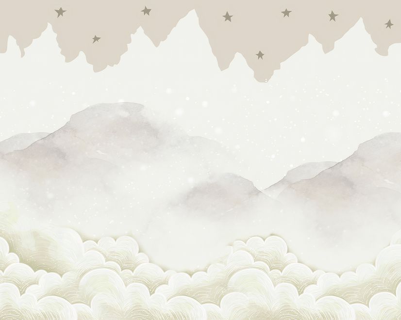 Kids Mountain with Clouds Wallpaper Mural