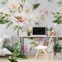 Watercolor White Pink Floral Bouquet Wallpaper Mural