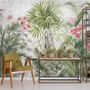 Watercolor Tropical Leaf and Flowers Wallpaper Mural