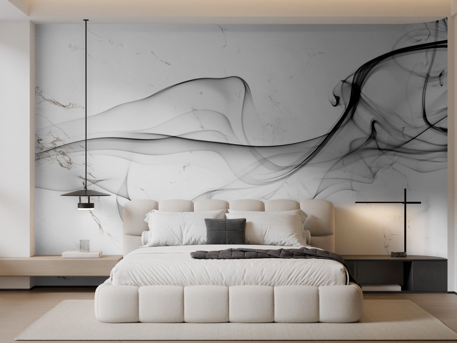 Dark Smoke with Marble Pattern Wallpaper Mural - Peel and Stick