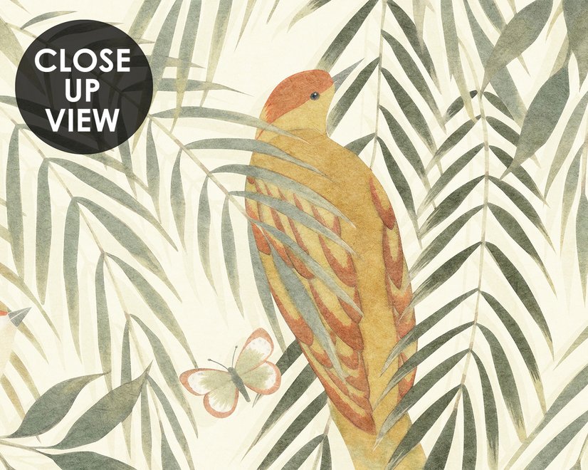 Watercolor Tropical Bird Garden Wallpaper Mural