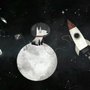 Kinder-Fototapete Weltraumhund mit Mond und Raketen