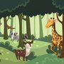 Cartoon Animals in the Forest Wallpaper Mural