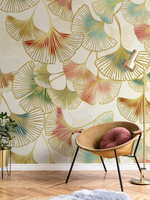 Bunte Ginkgo-Blattmuster Fototapete