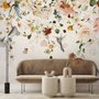 Watercolor Soft Peony Floral Blossom Wallpaper Mural