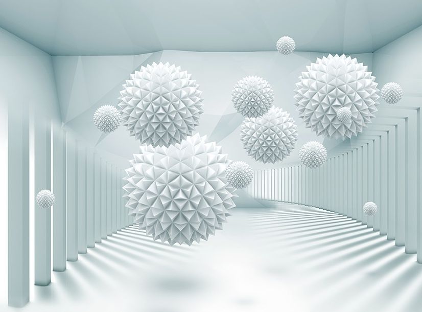 Abstract Corridor with Nordic Balls Wallpaper Mural