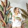 Papier peint panoramique vintage à feuilles tropicales
