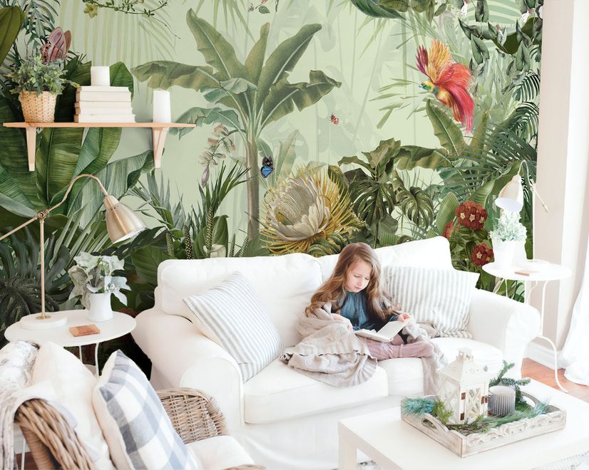 Tropical Jungle Plants Wallpaper Mural