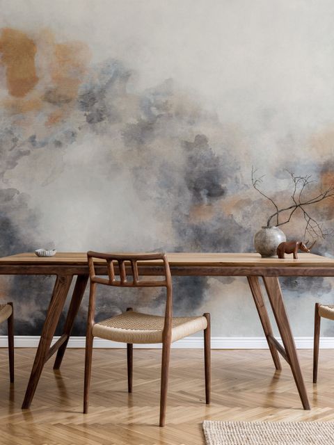 Watercolor Black Brown Smoked Paint Art Wallpaper Mural