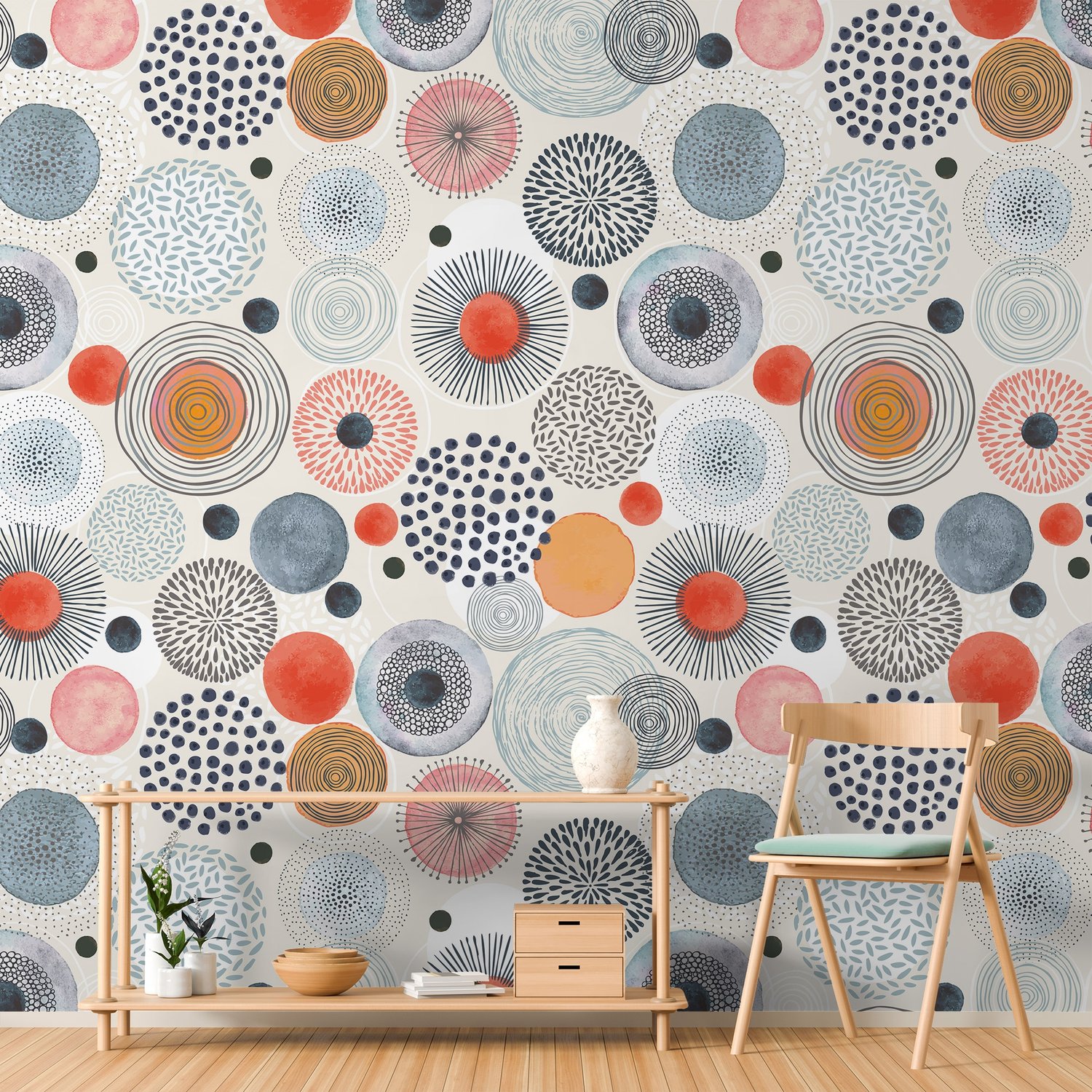 Abstract Colorful Circle Wallpaper Mural - Peel and Stick