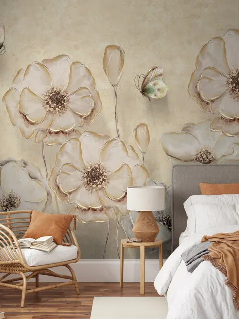Monochrome Poppy Flower Wallpaper Mural