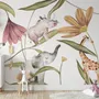 Nursery Tropical Animals with Flowers Wallpaper Mural