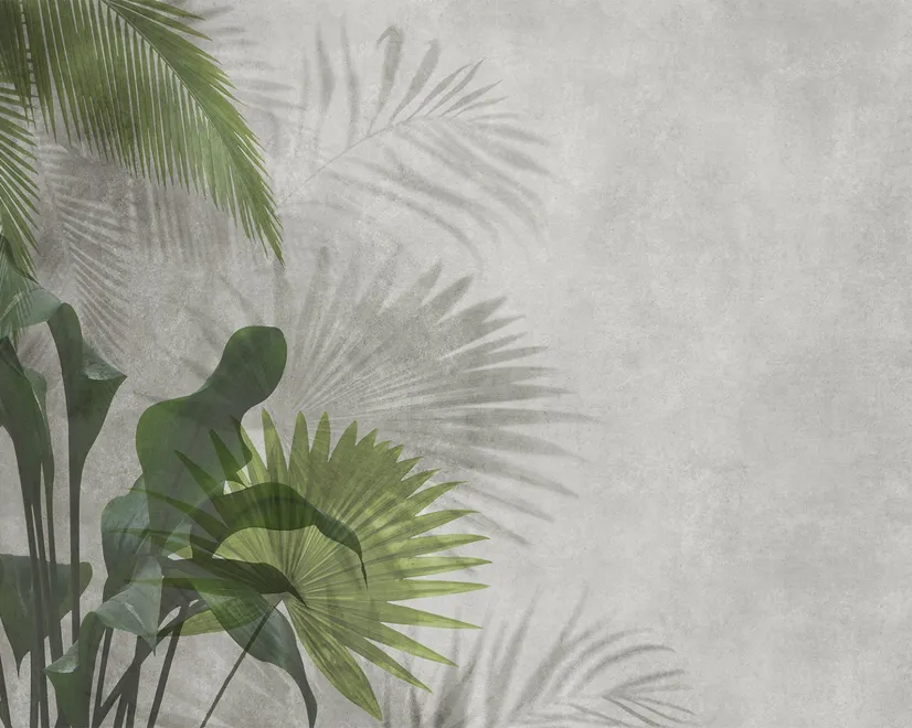 Papier peint tropical feuilles de palmier vertes