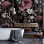 Dark Floral with Pink Chrysanthemum Wallpaper Mural