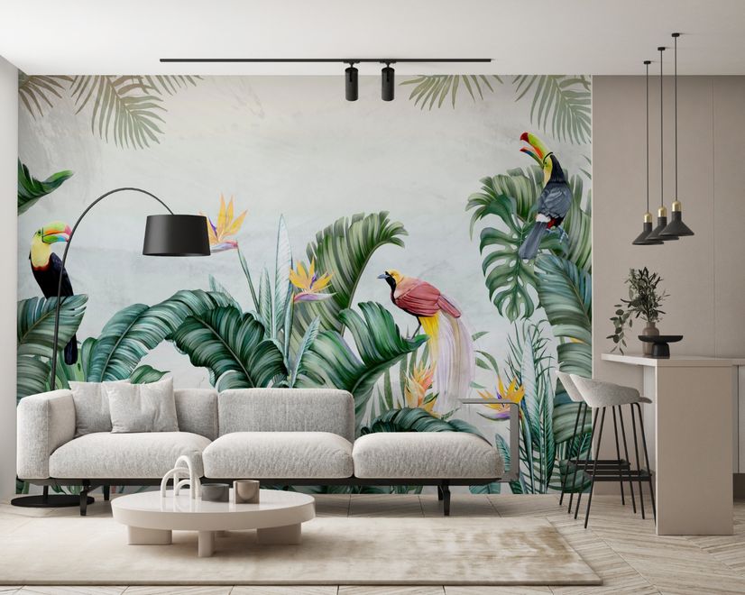 Toucans and Tropical Rainforest Wallpaper Mural