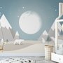 Papier peint panoramique panoramique des enfants avec la pleine lune et les ours blancs
