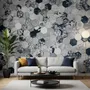 Dark Geo Hexagon Pattern Wallpaper Mural
