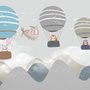 Kinder Cartoon Heißluftballon und Flugzeug Fototapete