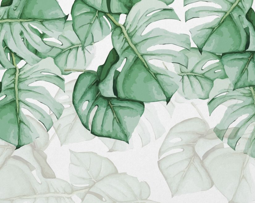 Papier peint feuilles tropicales vert clair