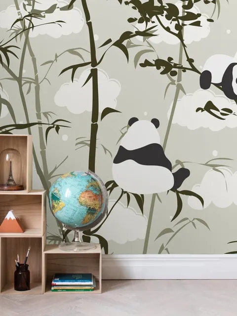 Cute Panda with Bamboo Tree Wallpaper Mural