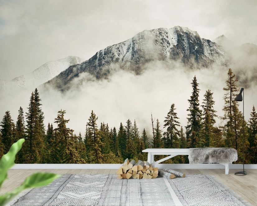 Snowy Mountain Landscape Wallpaper Mural