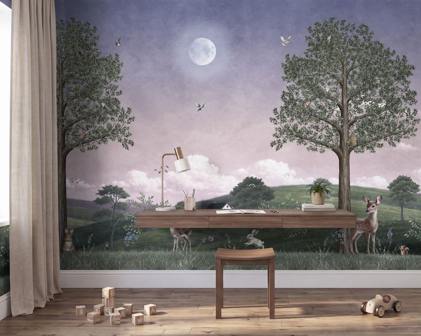 Kids Forest Animals Landscape Wallpaper Mural