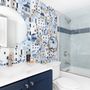 Cartoon Old Blue Greek House Wallpaper Mural