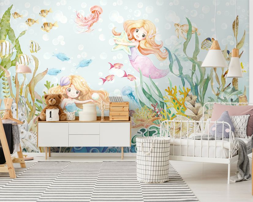 Kids The Little Mermaid in the Underwater Wallpaper Mural