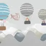Kids Cartoon Hot Air Balloon and Airplane Wallpaper Mural