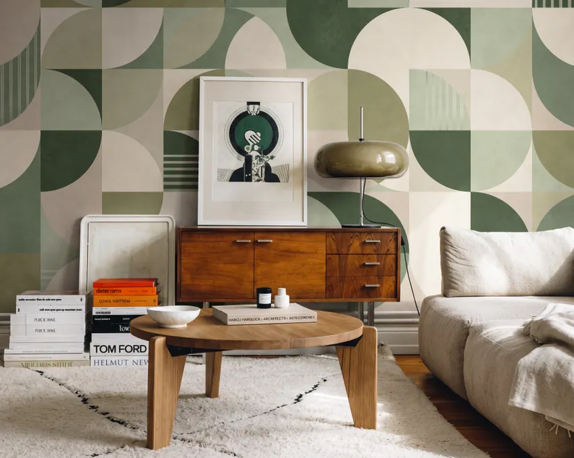 Retro Abstract Geometric Shapes Wallpaper Mural