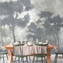Monochrome Forest Silhouette Landscape Wallpaper Mural