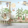 Kids Forest Animals with Flying Animals Wallpaper Mural