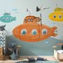 Kids Boys Watercolor Underwater with Submarine Wallpaper Mural