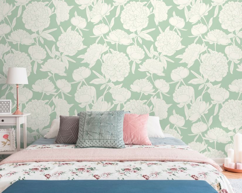 Drawing Peony Floral Art Wallpaper Mural