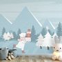 Ice Skater White Bear on the Snowy Winter Forest Wallpaper Mural