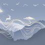 Watercolor Abstract Lines and Horned Deer Wallpaper Mural