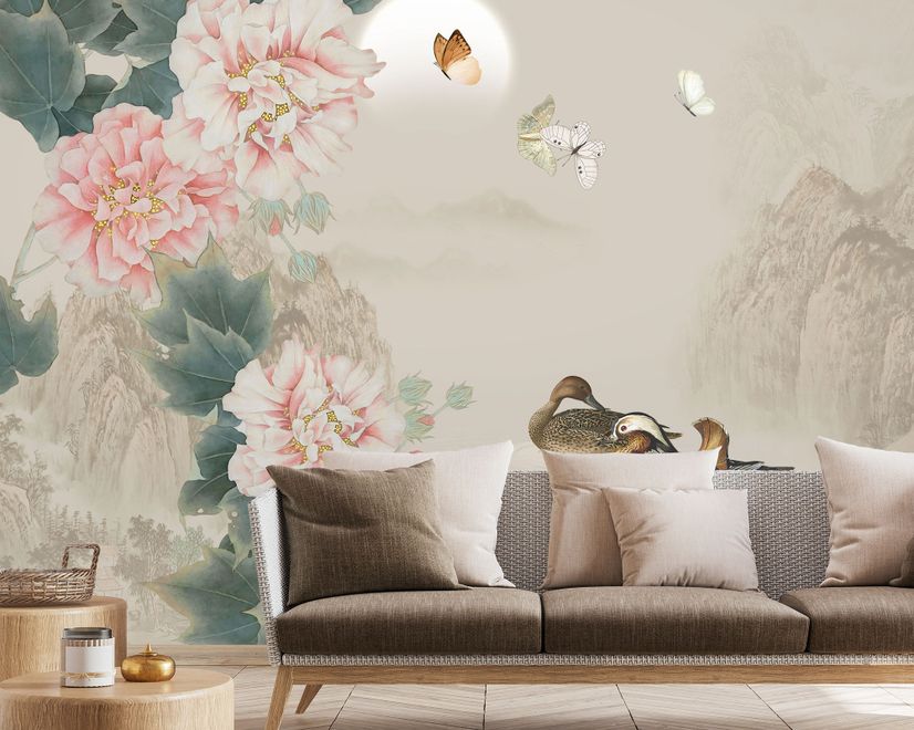 Nostalgic Peony Blossom Wallpaper Mural