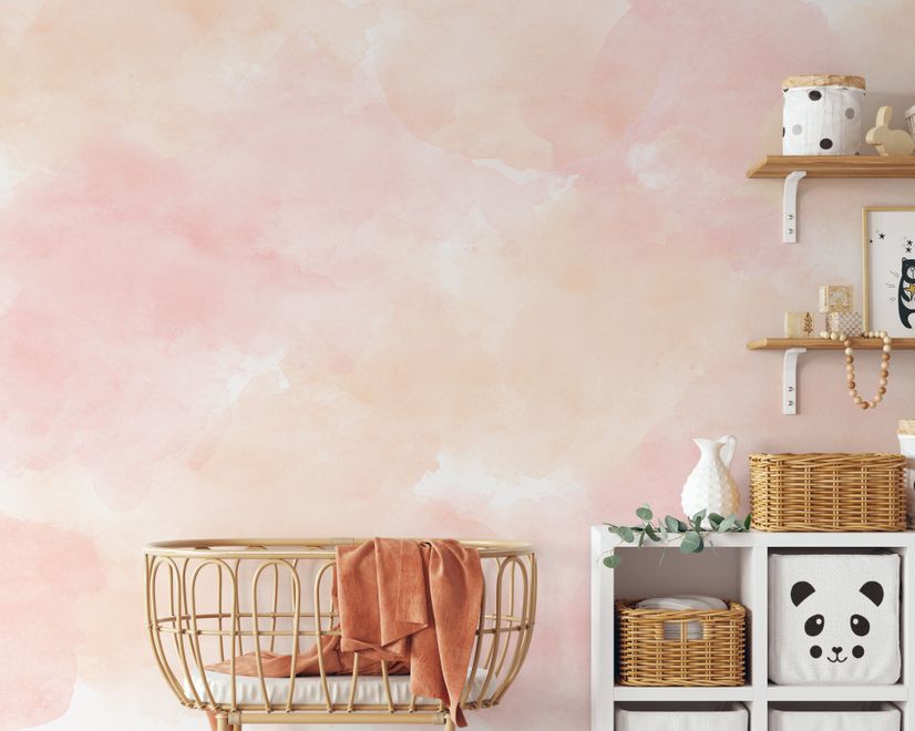 Soft Peach Colors Watercolor Paint  Art Wallpaper Mural