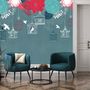 Cage Birds and Colorful Flowers Wallpaper Mural