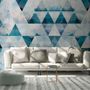 Geometric Blue Trigon Pattern Wallpaper Mural