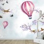Kids Hot Air Balloon with Purple Blossom Wallpaper Mural