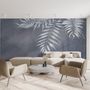 White Tropical Leafy Wallpaper Mural