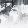 Monochrome Polygonal World Map with Abstract Lines Wallpaper Mural
