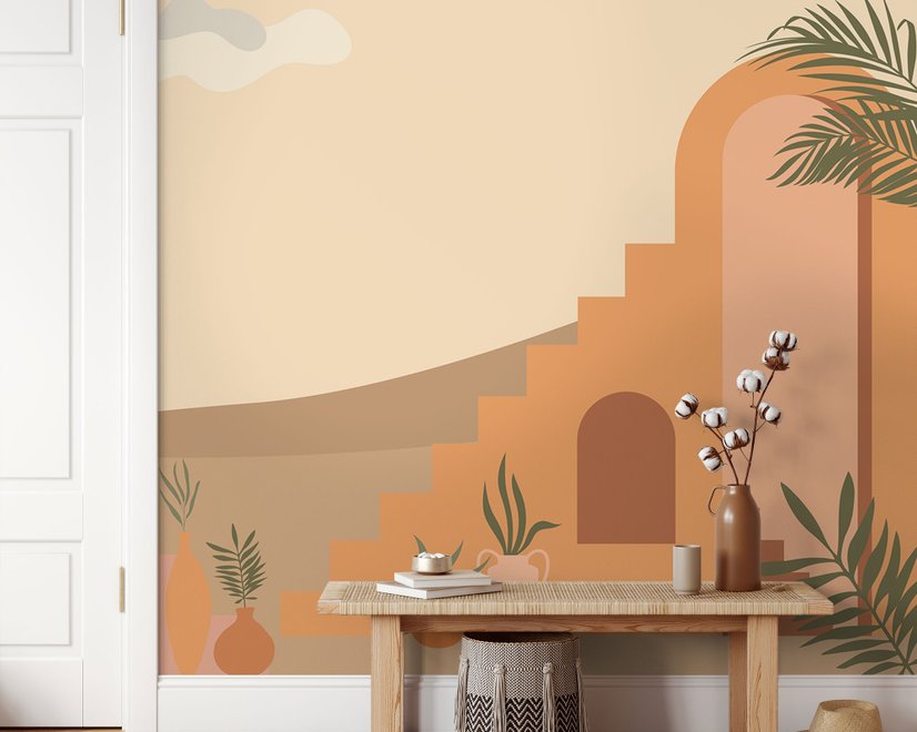 Abstract Desert Art with Stairs Wallpaper Mural